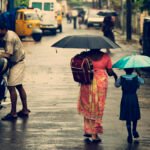 Rainy day outside a school building.