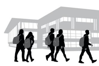 Students walking back to college campus