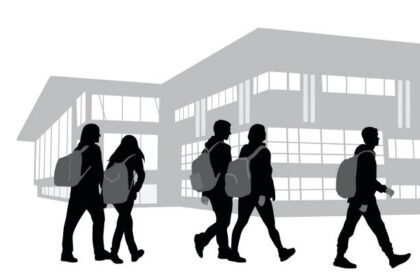 Students walking back to college campus