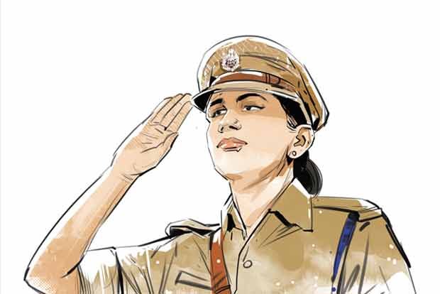 A symbolic photo of a woman officer saluting