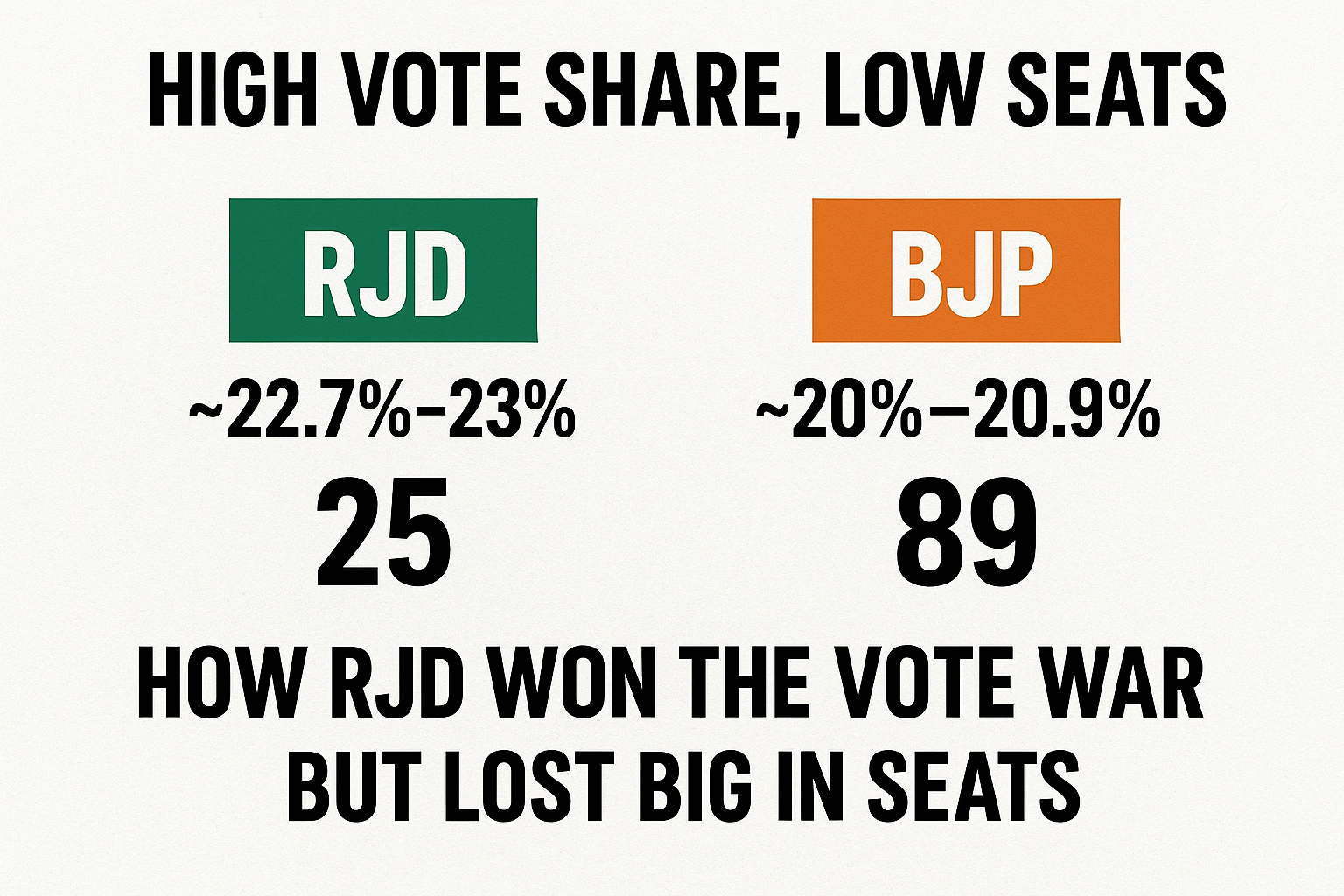 High Vote Share, Low Seats How RJD Outpaced BJP in Votes but Lost Big in Bihar