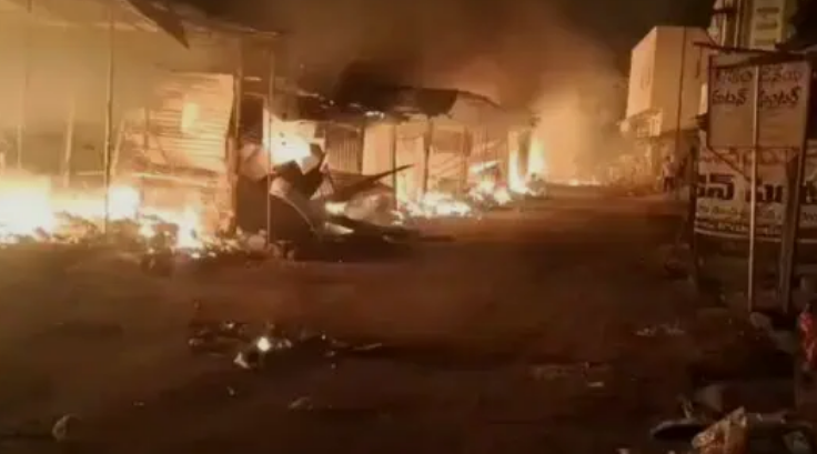 Massive Fire Guts 20 Shops in Kondagattu, Jagtial District
