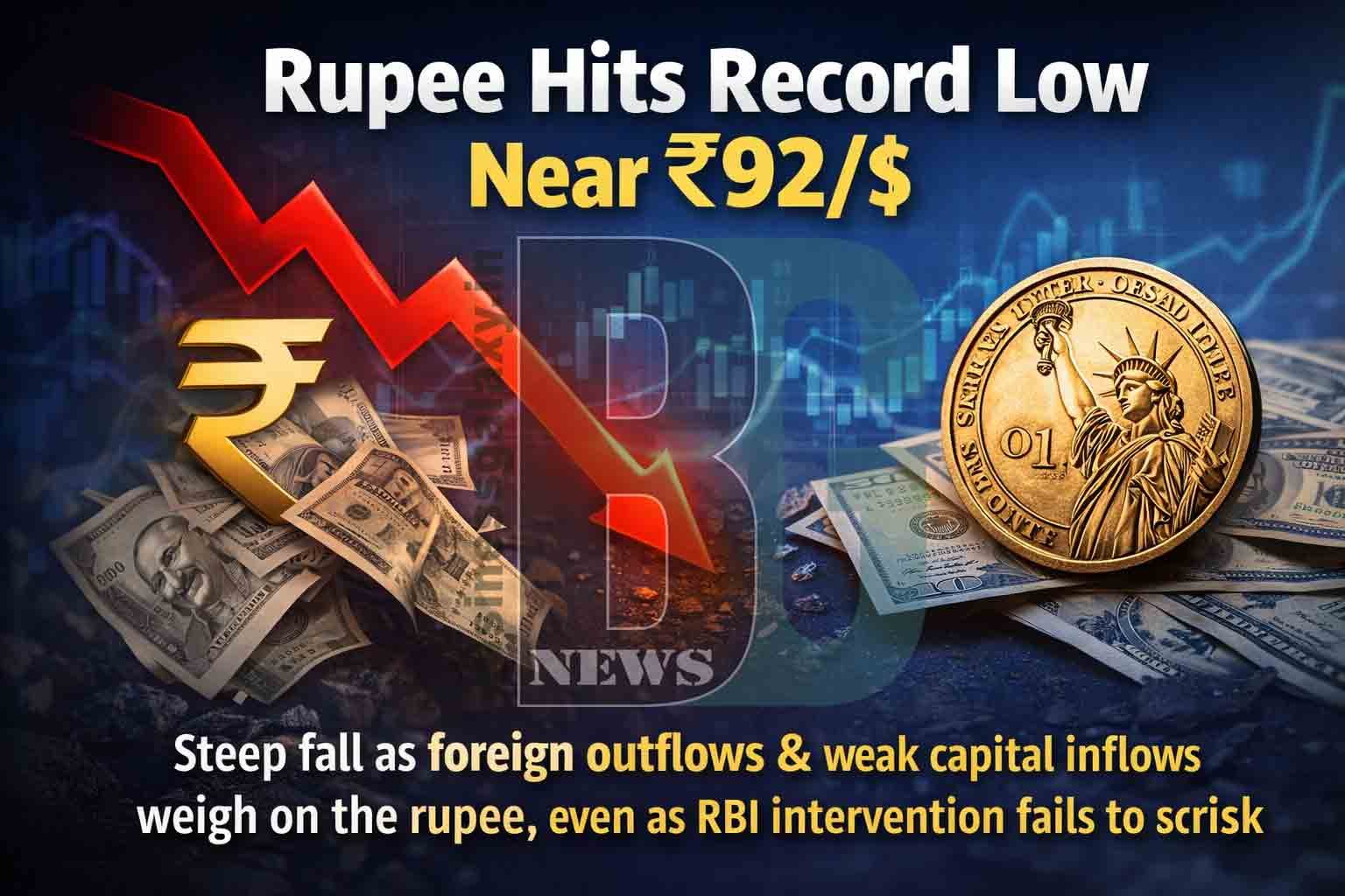 Indian Rupee Hits Record Low Amid Sustained Foreign Outflows