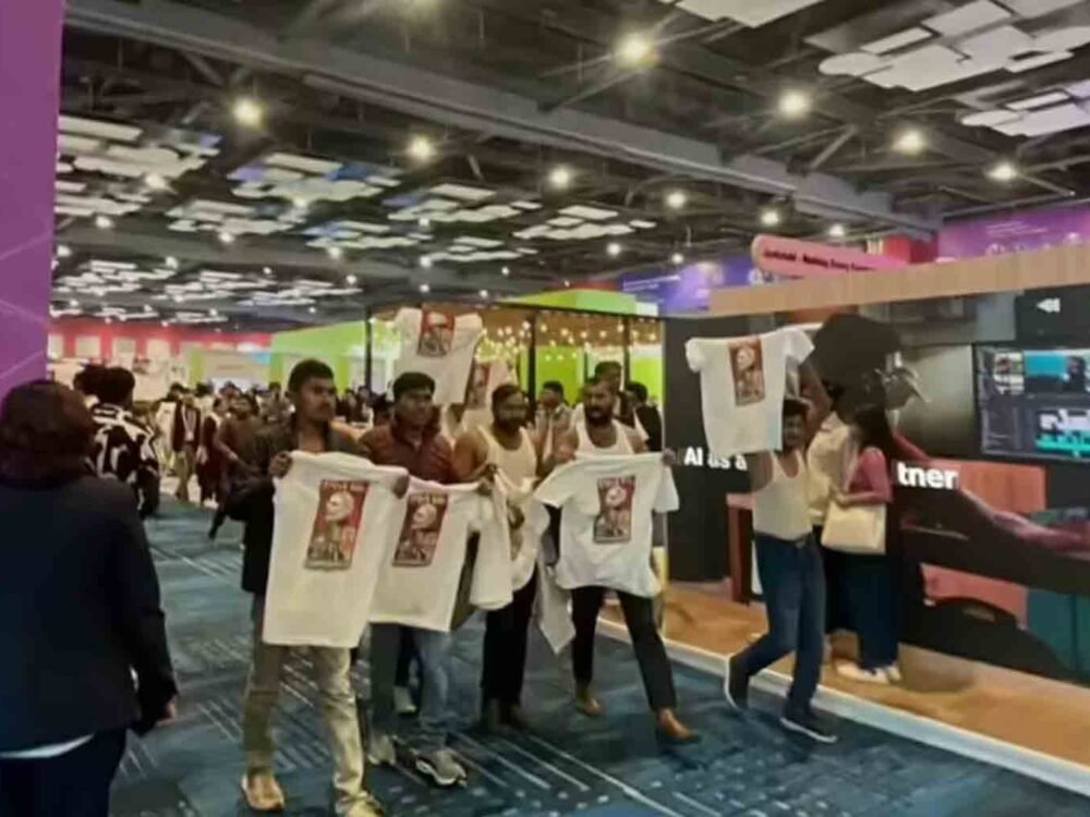 Protest by Indian Youth Congress at AI Summit in Delhi
