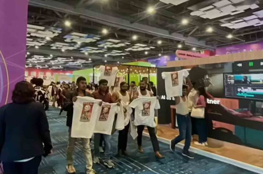 Protest by Indian Youth Congress at AI Summit in Delhi
