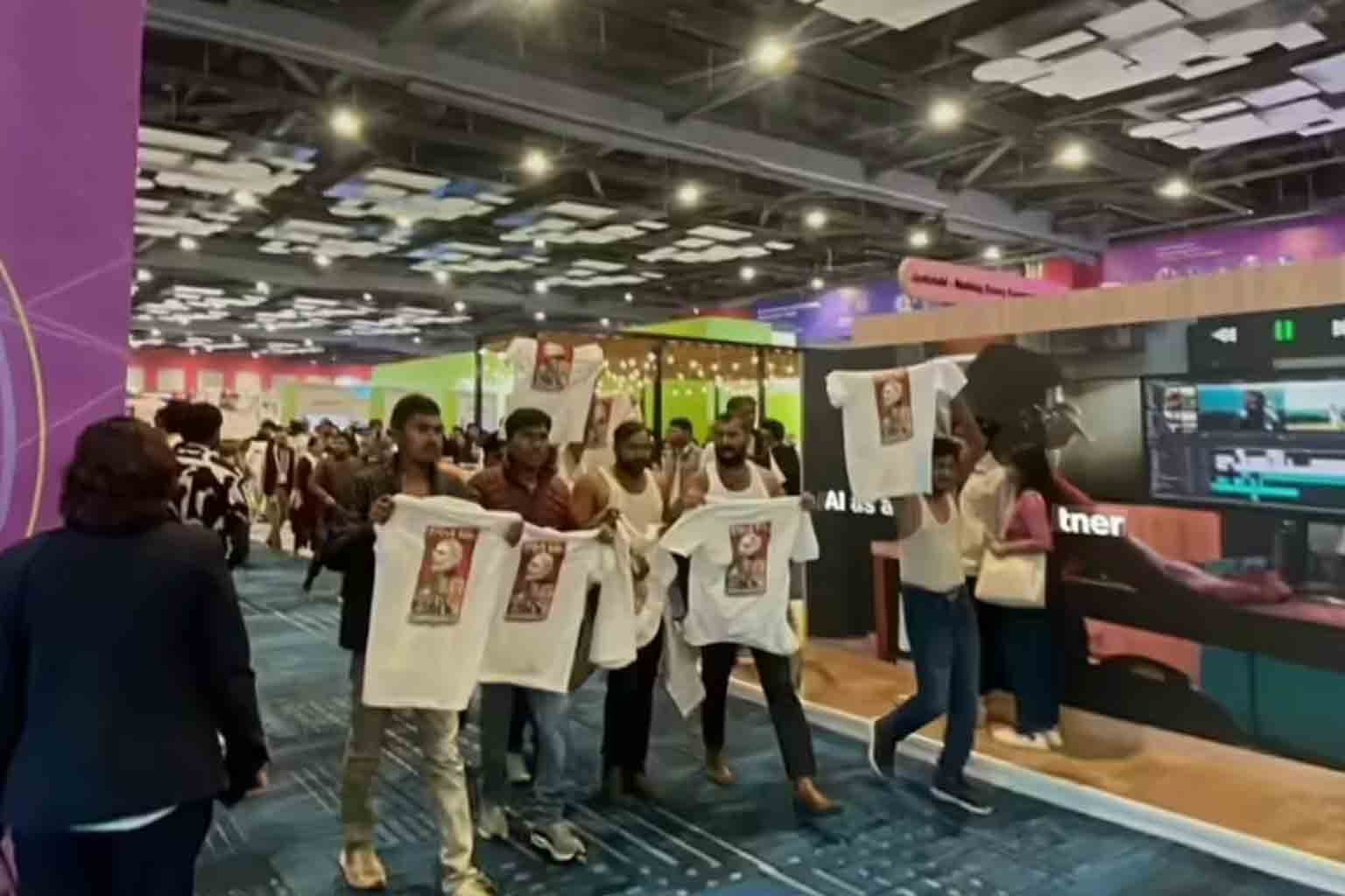 Protest by Indian Youth Congress at AI Summit in Delhi