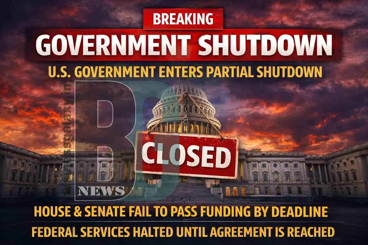 U.S. Government Enters Partial Shutdown After Funding Talks Fail