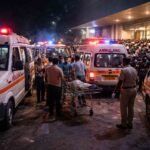 Emergency response at hospital night scene