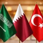 Flags of Saudi Arabia, Qatar, Turkey