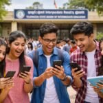 Students celebrate Telangana results outside college