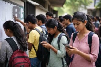 Students checking exam results