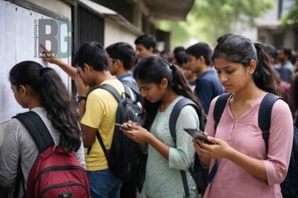 Students checking exam results