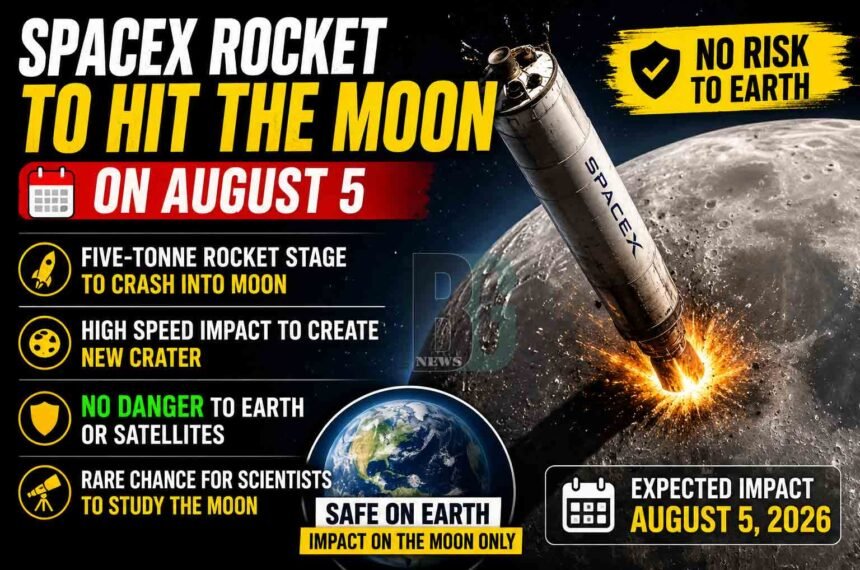Five Tonne SpaceX Rocket to Hit the Moon on August 5