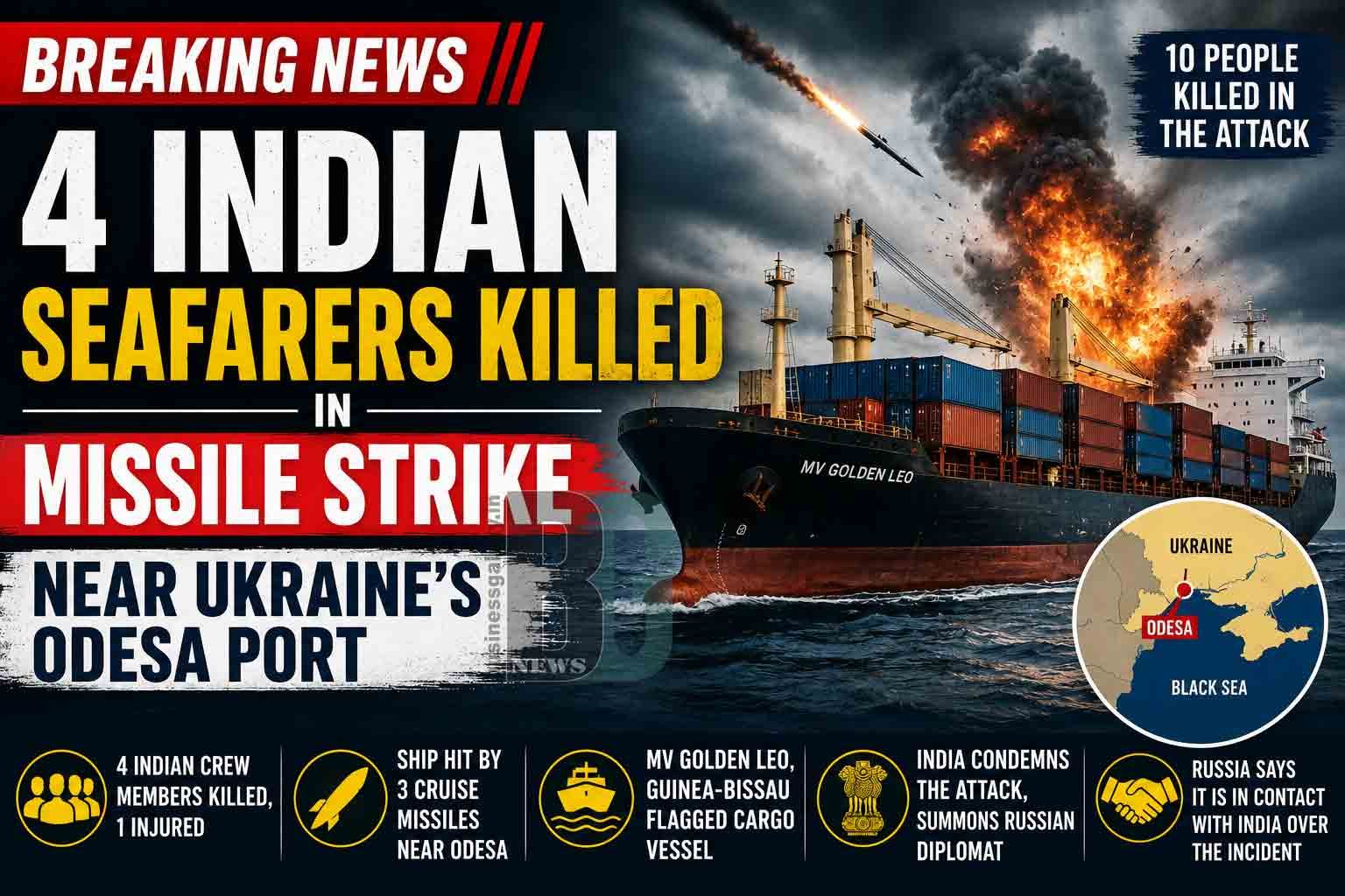 Four Indian Seafarers Killed in Missile Strike