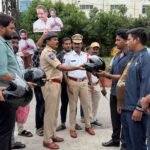 Hyderabad Traffic Police Distribute 200 Helmets