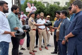 Hyderabad Traffic Police Distribute 200 Helmets