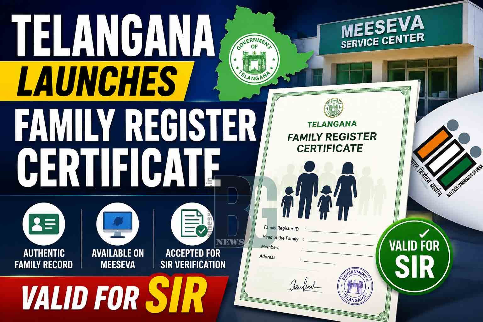 Telangana Launches Family Register Certificate