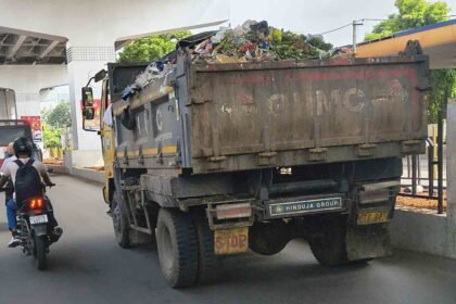 GHMC Garbage Truck Raises Safety Concerns Over Exposed Waste