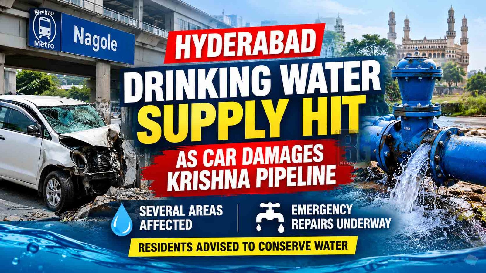 damage Krishna water pipeline
