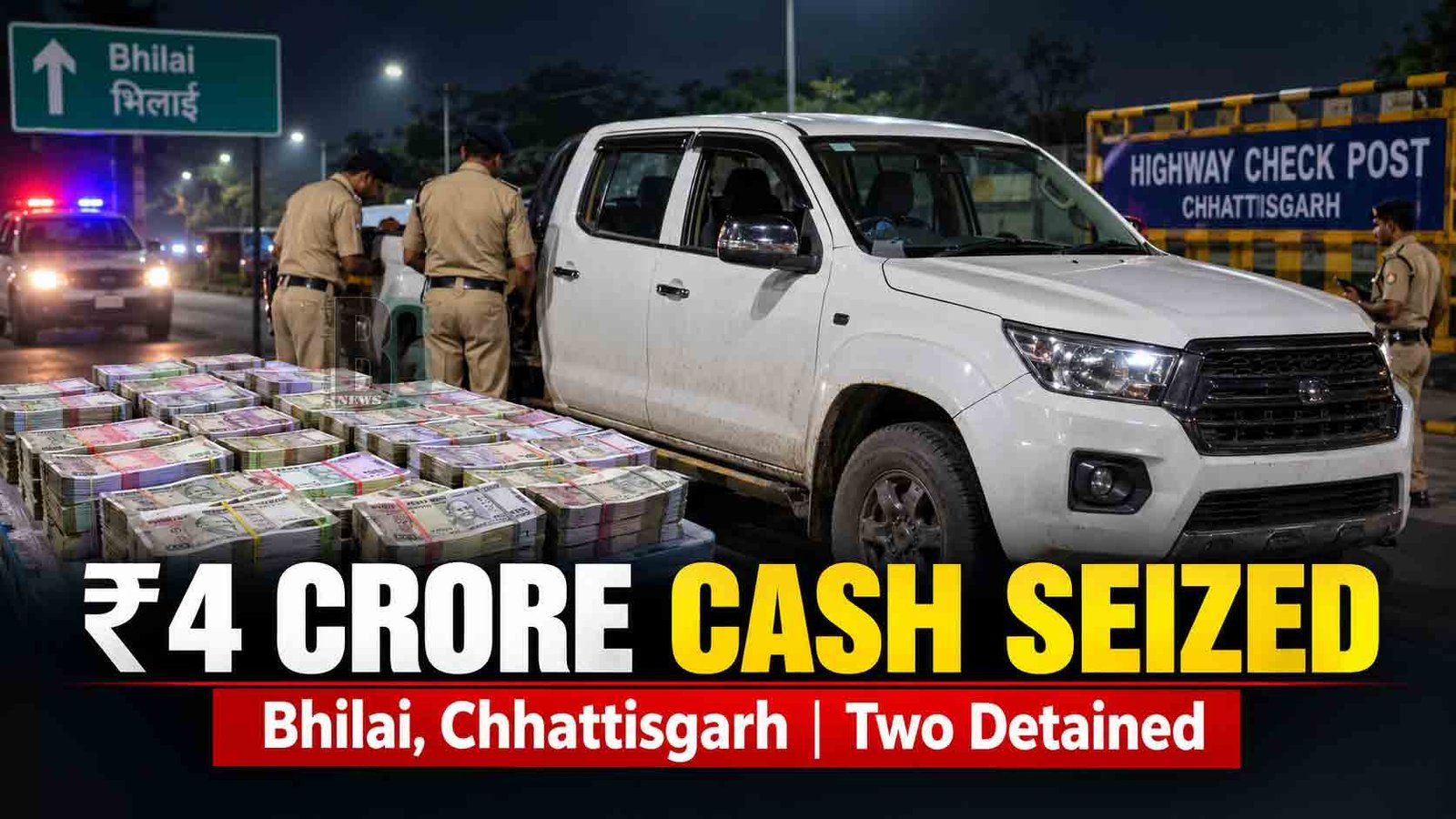 ₹4 Crore Cash Seized from Pickup in Bhilai